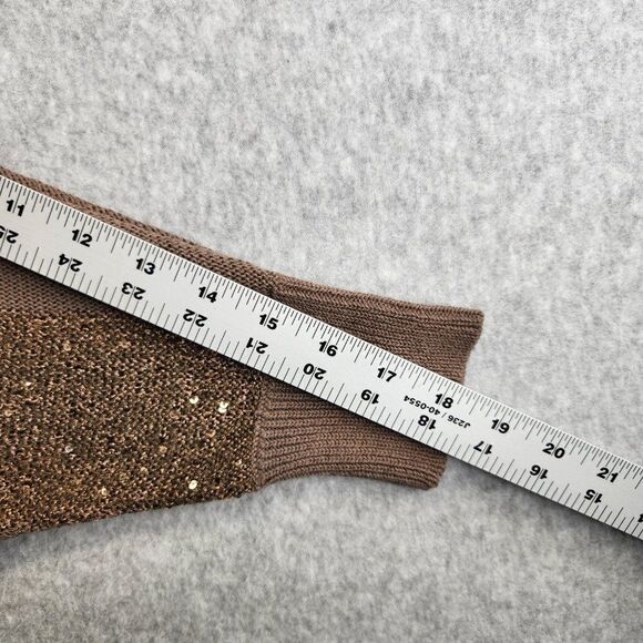 Express Sweater Womens Small Brown Striped Sequins Lightweight Pullover V Neck - Picture 8 of 13